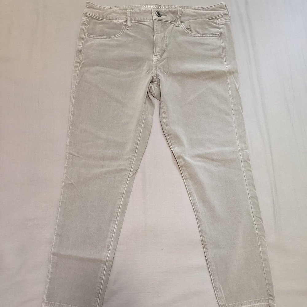 American Eagle Light Grey Jeggings Size 12 Short 360 Super Stretch AEO Sateen X4